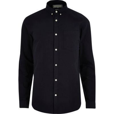 Navy casual slim fit Oxford shirt